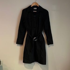 Anne Taylor Loft Overcoat Rain Trench size 4 Black